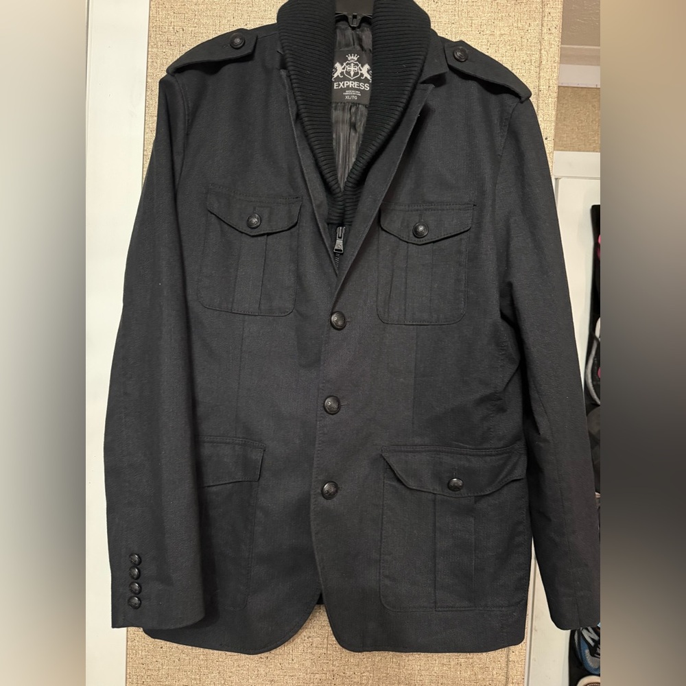 Express Men's Charcoal Military Jacket